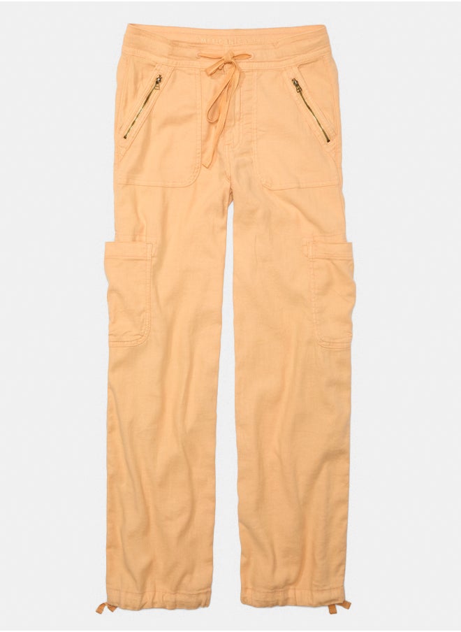 AE Dreamy Drape Linen-Blend Baggy Wide-Leg Cargo Pant