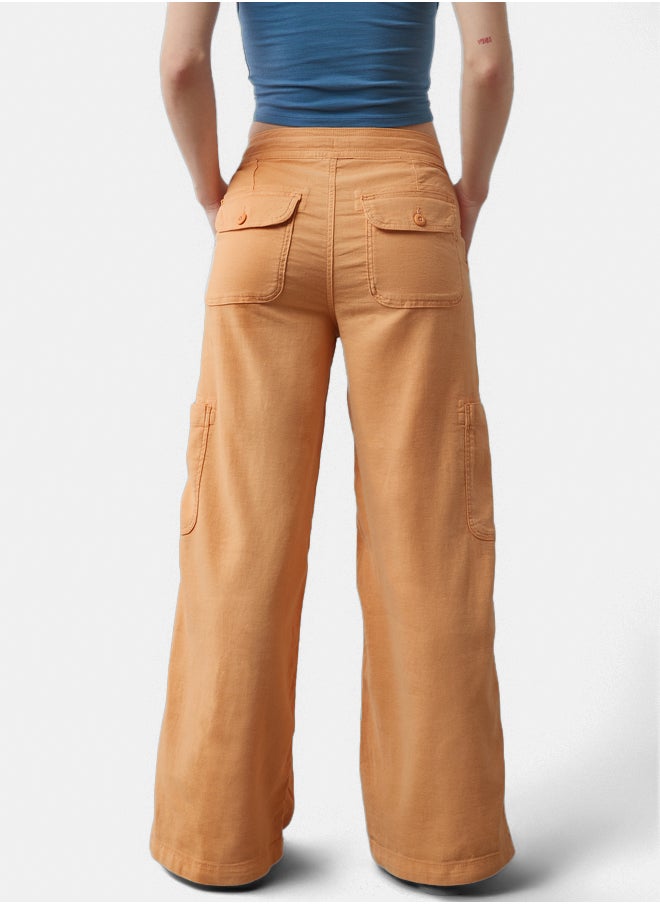 AE Dreamy Drape Linen-Blend Baggy Wide-Leg Cargo Pant