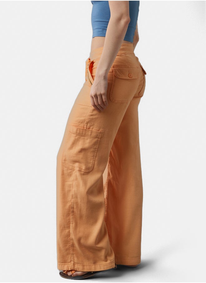 AE Dreamy Drape Linen-Blend Baggy Wide-Leg Cargo Pant