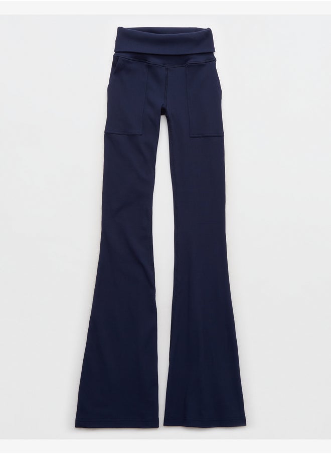 Rib Low-Rise Foldover Flare Legging