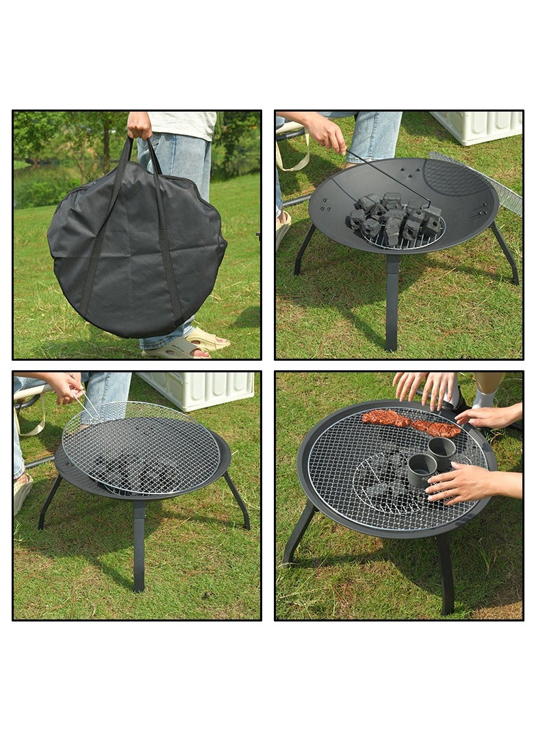 Cooking tea around the stove, family courtyard dining, leisure, portable outdoor folding barbecue grill 55x45x28cm