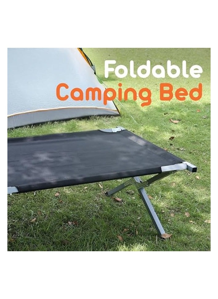 outdoors Wood & Gas Folding Camping Bed - Lightweight Portable Steel Frame with Oxford Fabric, 188cm Length, 64cm Width, 42cm Height, 5kg - Perfect for Adventures, Camping, and Hiking