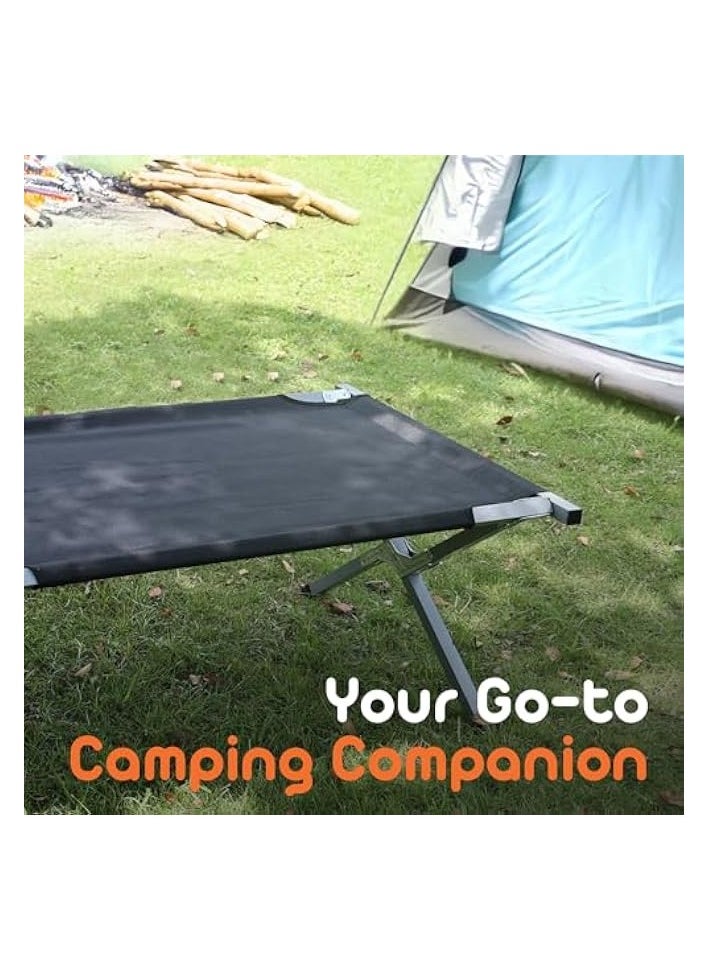 outdoors Wood & Gas Folding Camping Bed - Lightweight Portable Steel Frame with Oxford Fabric, 188cm Length, 64cm Width, 42cm Height, 5kg - Perfect for Adventures, Camping, and Hiking