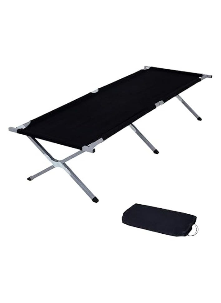 outdoors Wood & Gas Folding Camping Bed - Lightweight Portable Steel Frame with Oxford Fabric, 188cm Length, 64cm Width, 42cm Height, 5kg - Perfect for Adventures, Camping, and Hiking