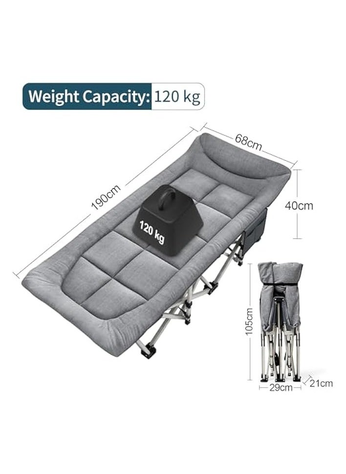 Folding Bed for adults with Integrated Mattress and Pillow, Foldable Single Bed for Sleeping, Portable Travel Camping Cots with Carry Bag