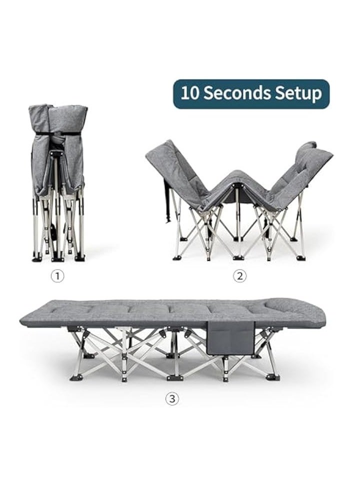 Folding Bed for adults with Integrated Mattress and Pillow, Foldable Single Bed for Sleeping, Portable Travel Camping Cots with Carry Bag