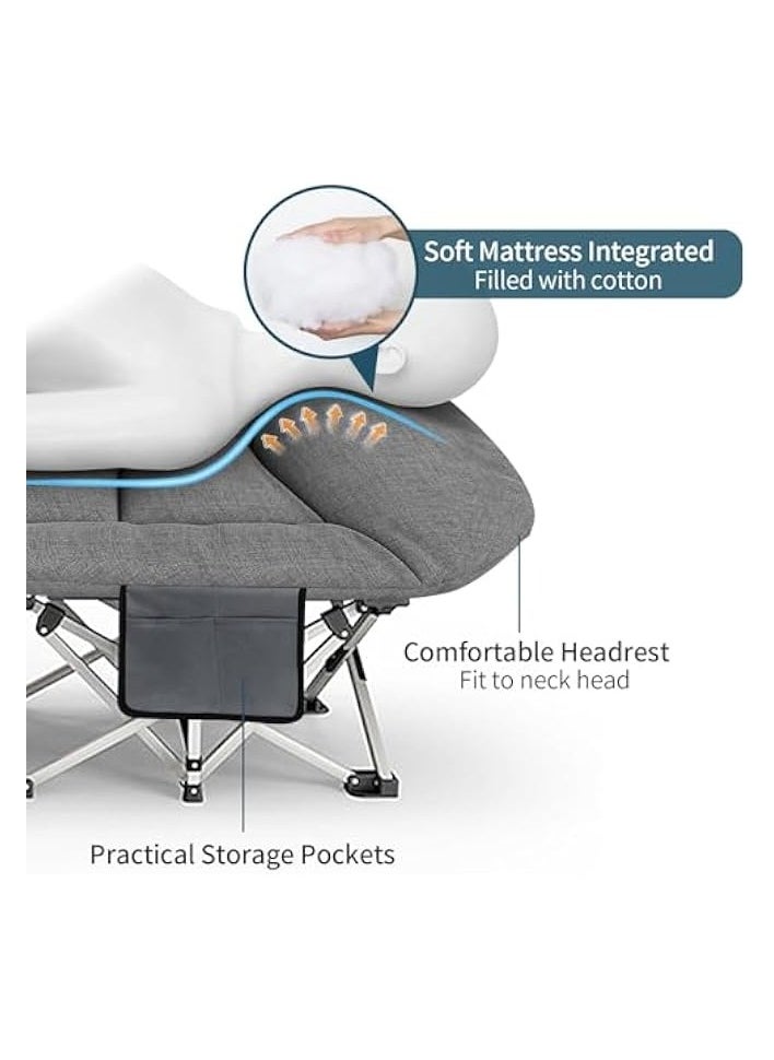 Folding Bed for adults with Integrated Mattress and Pillow, Foldable Single Bed for Sleeping, Portable Travel Camping Cots with Carry Bag