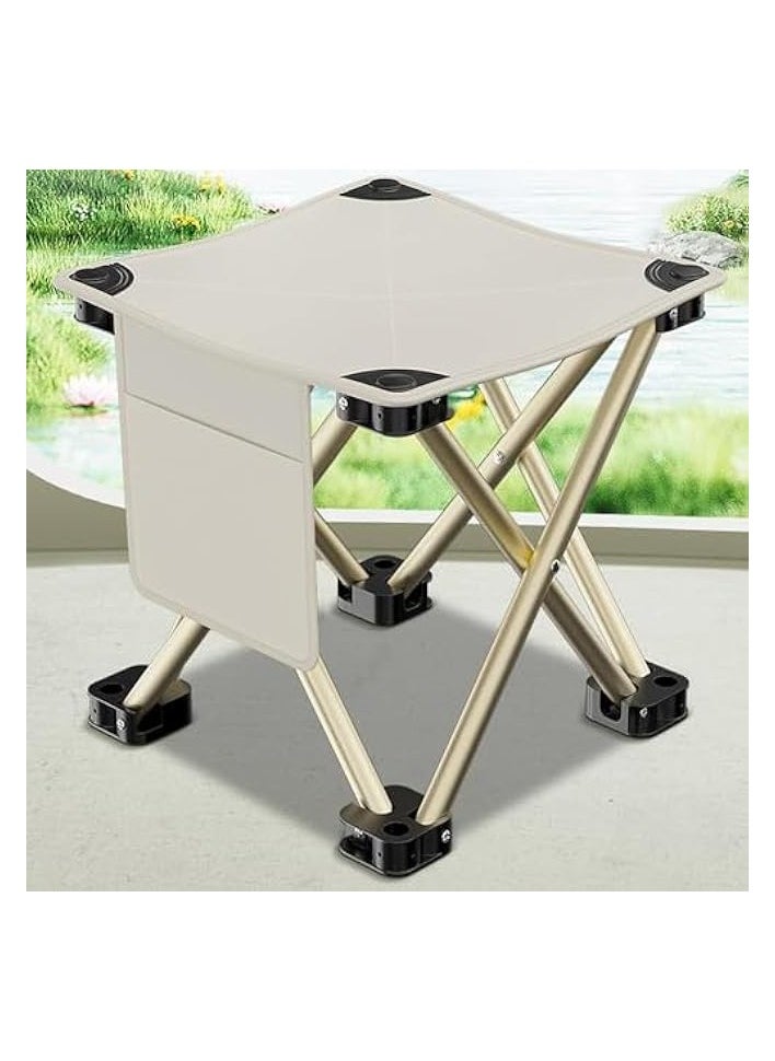Camping Stool. Upgraded 13 Inch Portable Folding Stool.Lightweight Stool Ideal for Adult Fishing Outdoor Walking Beach Picnics Can Hold up to 450lbs (White)