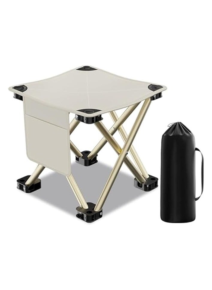 Camping Stool. Upgraded 13 Inch Portable Folding Stool.Lightweight Stool Ideal for Adult Fishing Outdoor Walking Beach Picnics Can Hold up to 450lbs (White)
