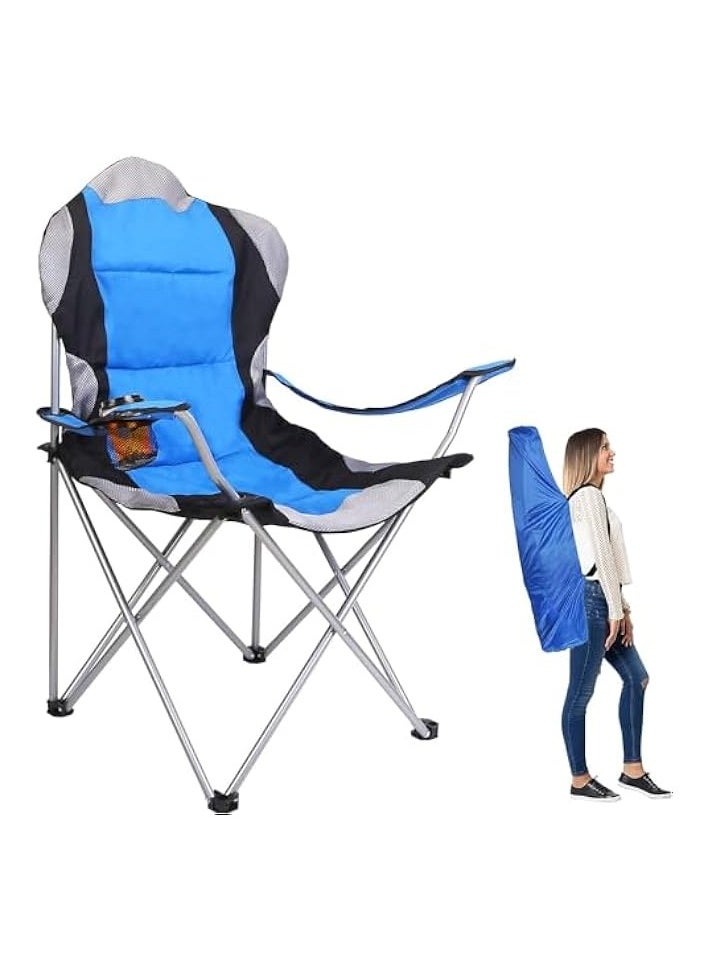 Foldable Camping Chair with Cup Holder Heavy Quality (Blue) | Sadu Chair | Foldable Chair | Garden Chair | Fishing Chair | Travel Chair | Picnic Chair and Festival chair