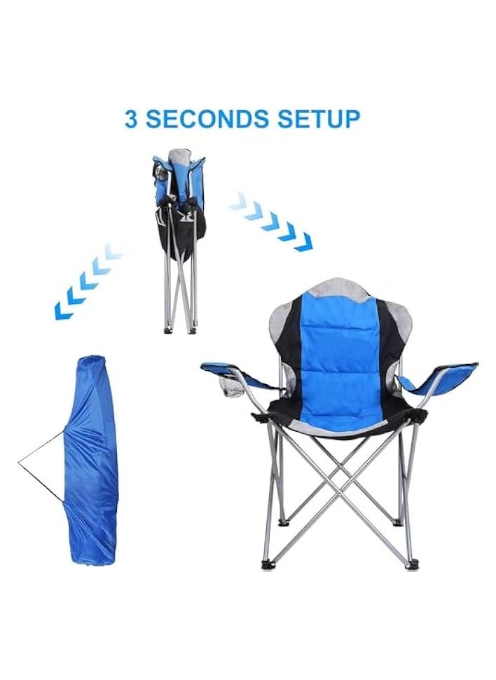 Foldable Camping Chair with Cup Holder Heavy Quality (Blue) | Sadu Chair | Foldable Chair | Garden Chair | Fishing Chair | Travel Chair | Picnic Chair and Festival chair