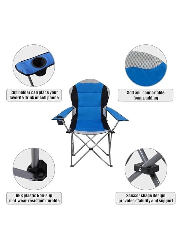 Foldable Camping Chair with Cup Holder Heavy Quality (Blue) | Sadu Chair | Foldable Chair | Garden Chair | Fishing Chair | Travel Chair | Picnic Chair and Festival chair