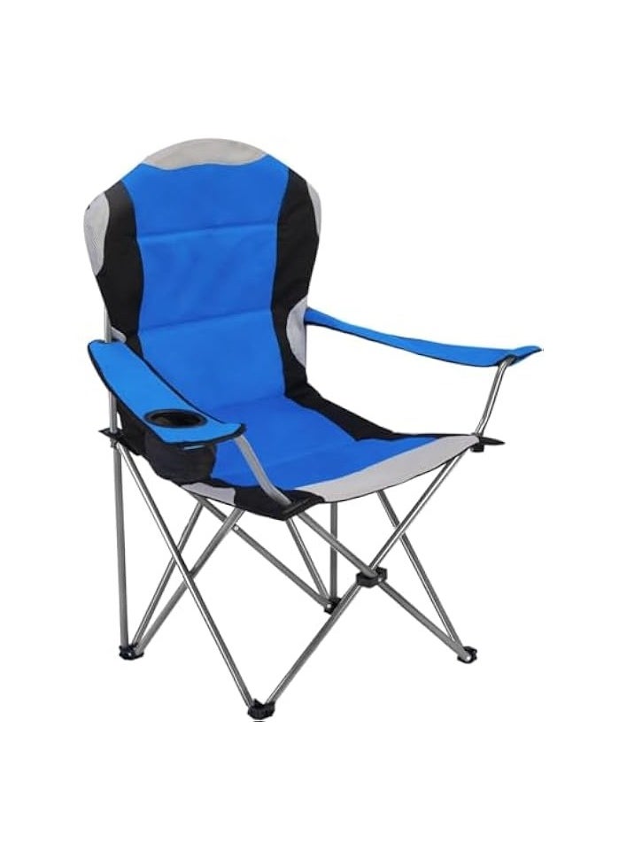 Foldable Camping Chair with Cup Holder Heavy Quality (Blue) | Sadu Chair | Foldable Chair | Garden Chair | Fishing Chair | Travel Chair | Picnic Chair and Festival chair