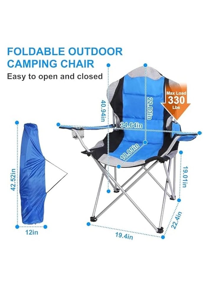 Foldable Camping Chair with Cup Holder Heavy Quality (Blue) | Sadu Chair | Foldable Chair | Garden Chair | Fishing Chair | Travel Chair | Picnic Chair and Festival chair