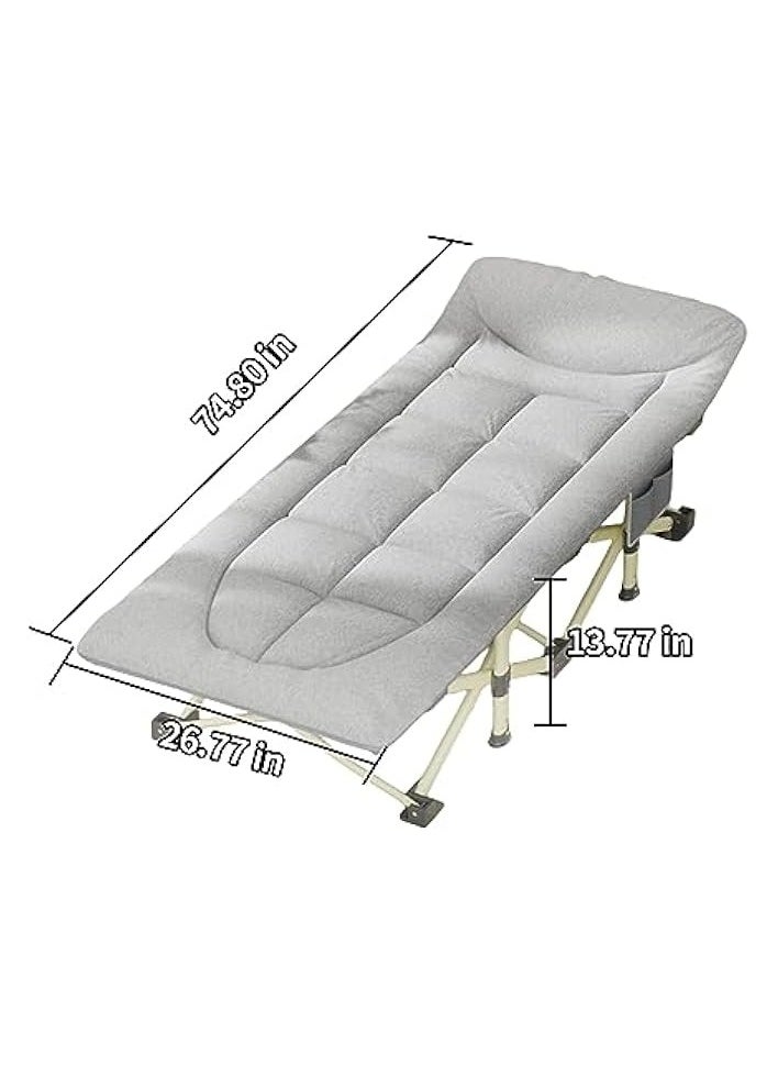 Folding Camping Cot, Double Layer Oxford Strong Heavy Duty Sleeping Cots with Carry Bag, Portable Travel Camp Cots for Home/Office Nap and Beach Vacation Unfolded Dimension190X68X35(cm)