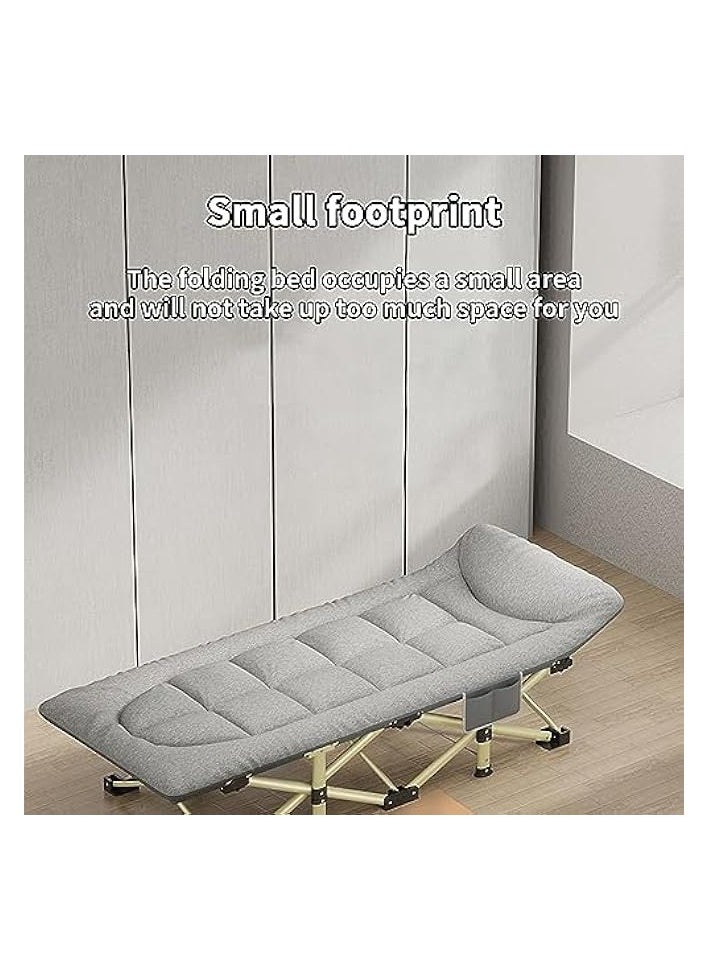 Folding Camping Cot, Double Layer Oxford Strong Heavy Duty Sleeping Cots with Carry Bag, Portable Travel Camp Cots for Home/Office Nap and Beach Vacation Unfolded Dimension190X68X35(cm)