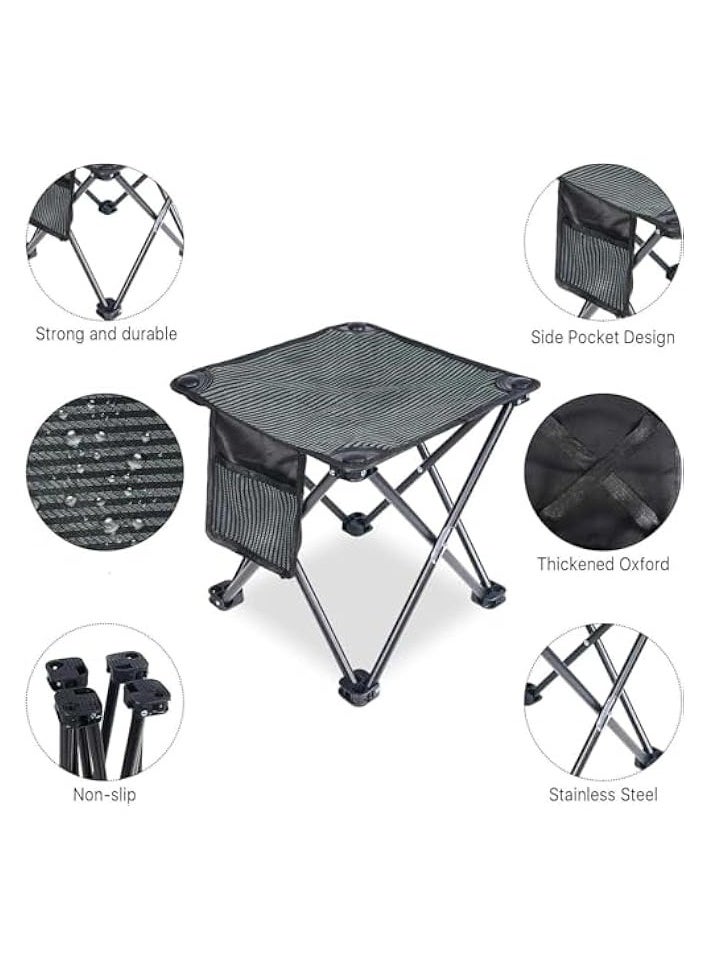 Camping Stool, Folding Samll Chair Portable Camp Stool, 13.7 Inch Folding Stool, for Outdoor Gardening, Fishing, BBQ, Hiking with Carry Bag(400 LBS Capacity)