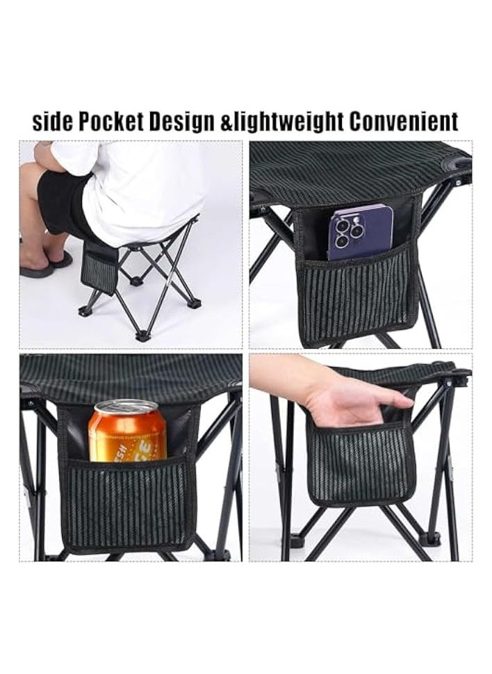 Camping Stool, Folding Samll Chair Portable Camp Stool, 13.7 Inch Folding Stool, for Outdoor Gardening, Fishing, BBQ, Hiking with Carry Bag(400 LBS Capacity)