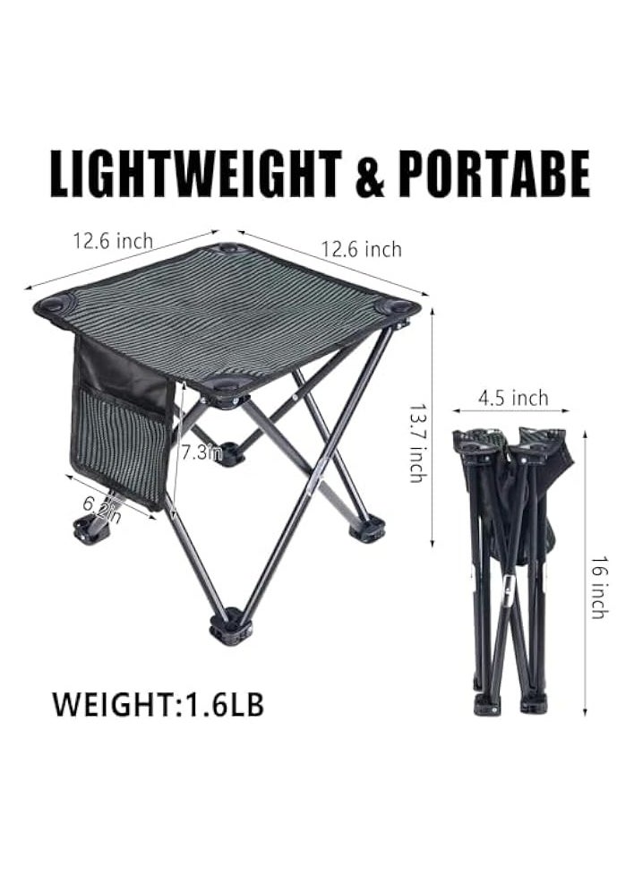 Camping Stool, Folding Samll Chair Portable Camp Stool, 13.7 Inch Folding Stool, for Outdoor Gardening, Fishing, BBQ, Hiking with Carry Bag(400 LBS Capacity)