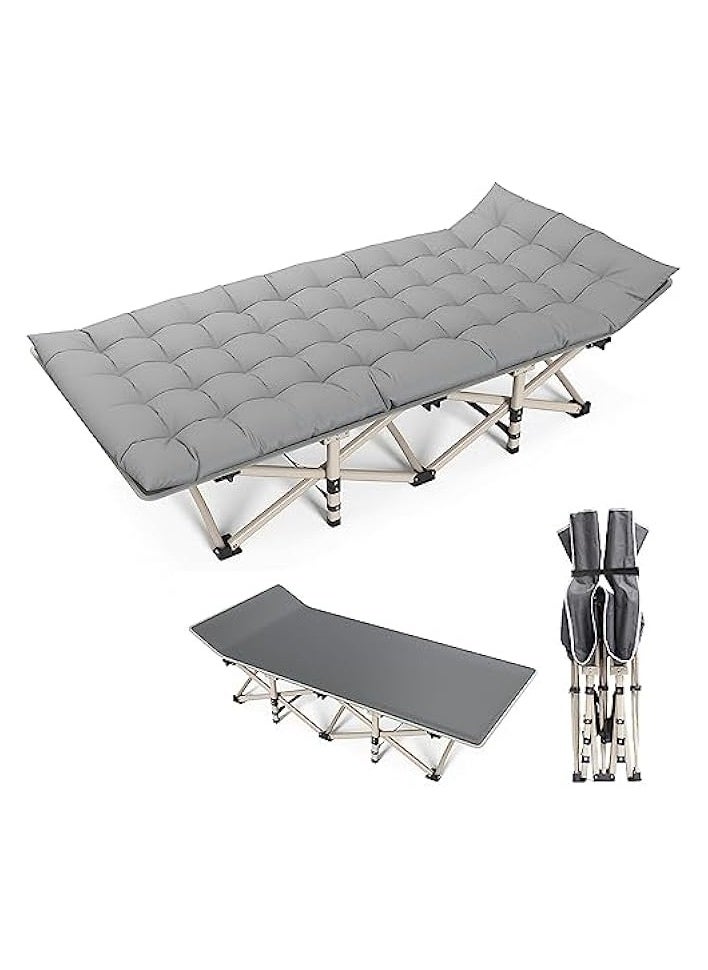Portable Camping Cots, Folding Outdoor Camping Bed with Mattress, Heavy Duty Travel Cots, Escort Bed, Lounge Chair Sleeping Bed for Hiking, Pool, Beach, Patio, Office and Home (Style 2)