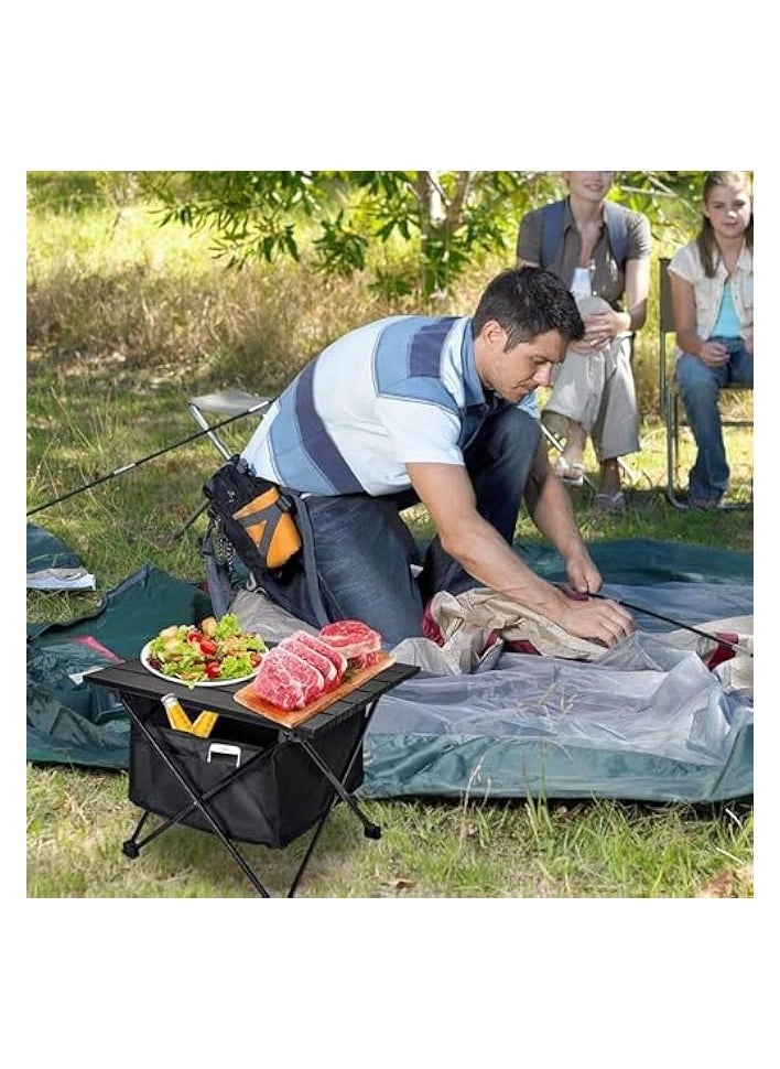 Portable Lightweight Camping Folding Table, with Storage Bag, Camping Side Table with Aluminum Table Top, Water-Proof Beach Table, Easy Carrying for Camp, Beach, Picnics, Hiking, Fishing