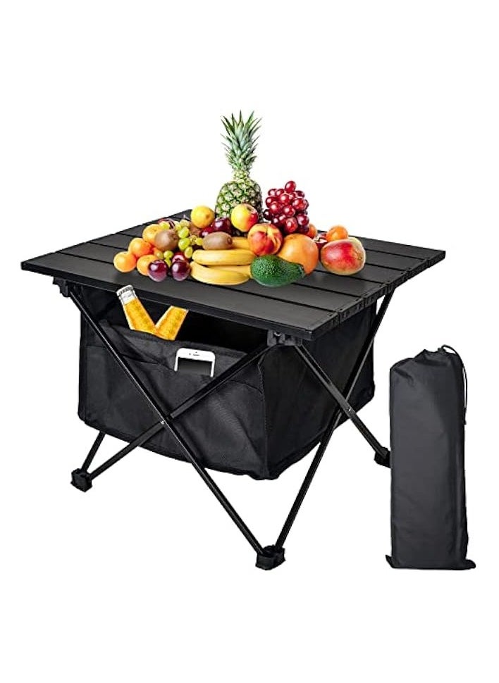 Portable Lightweight Camping Folding Table, with Storage Bag, Camping Side Table with Aluminum Table Top, Water-Proof Beach Table, Easy Carrying for Camp, Beach, Picnics, Hiking, Fishing