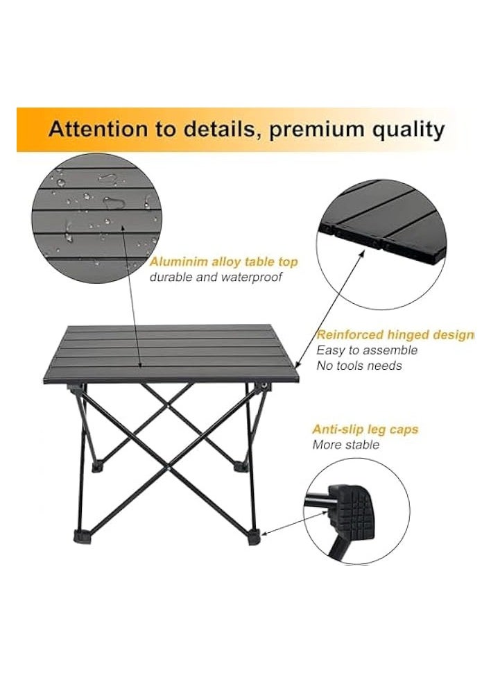 Portable Lightweight Camping Folding Table, with Storage Bag, Camping Side Table with Aluminum Table Top, Water-Proof Beach Table, Easy Carrying for Camp, Beach, Picnics, Hiking, Fishing