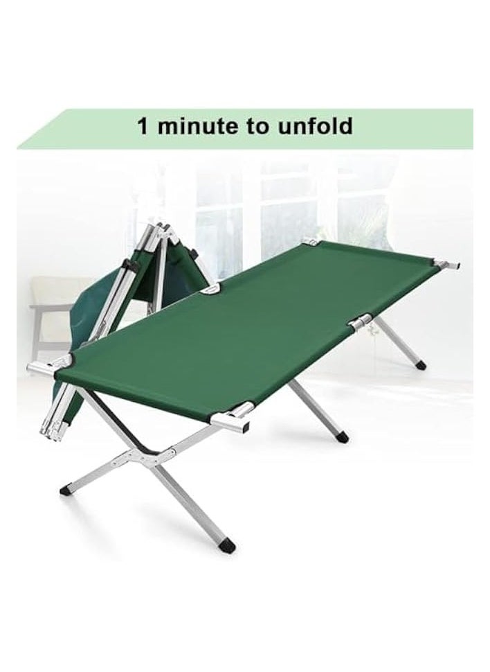 Folding Camping Cot, Lightweight Extra Wide Travel Sleeping Cots for Adults, Portable Camp Bed with Carry Bag, Camp Cot Bed for Outdoor Hiking BBQ Office Nap Beach Vacation (190× 62× 42cm)