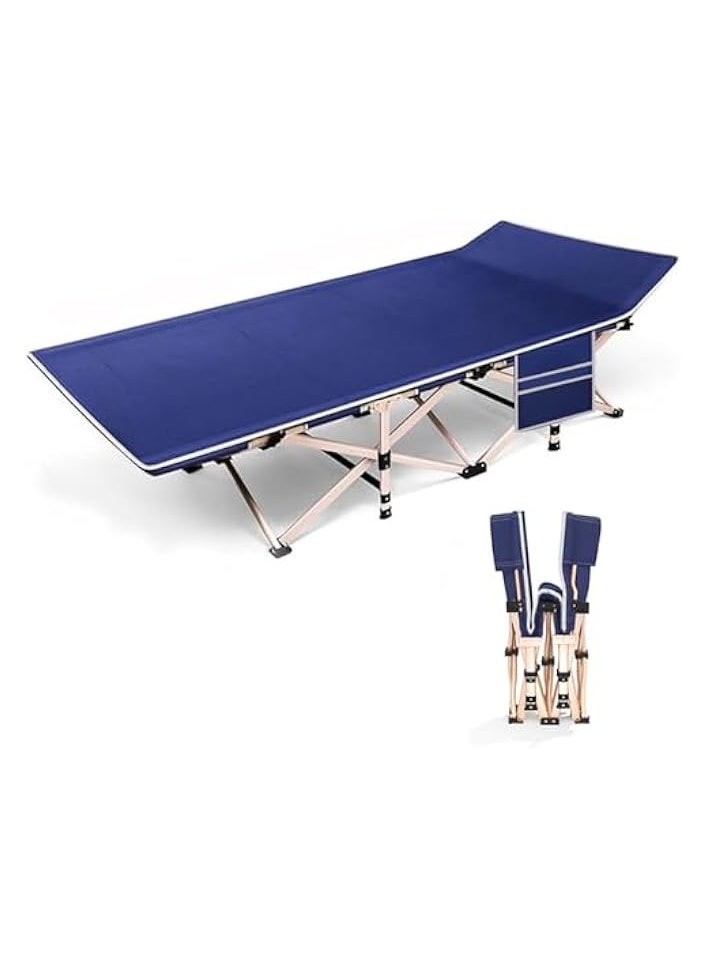 Folding Camping Cot,Portable Folding Bed,Collapsible Single Person Bed,Suitable Camping Cot for Camp Office Use, Outdoor Marching Recliner, Escort Bed (Blue)
