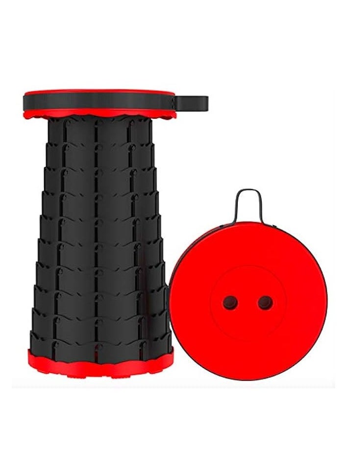 Retractable Stool,Folding Adjustable Camping Stool,Collapsible Stool for Fishing Hiking BBQ Camping Gargening Picnics Foldable and Potable Stool,Holds up 300 Lbs Red