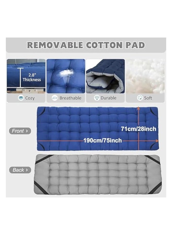 Folding Camping Cot W/Mat for Adults, Heavy Duty Outdoor Bed with Carry Bag,1200 D Layer Oxford Travel Camp Cots