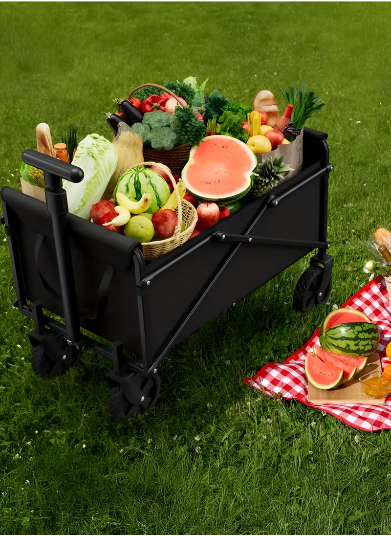 Foldable Camping Trolley Shopping Mini Utility Pull Cart for Beach Picnic Gardening Grocery Hiking Sports Event Outdoor Activities  Multipurpose Compact Portable Transport Utility Equipment Wagon 62x31.5x82 cm