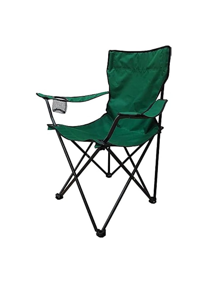 Foldable Camping Chair Heavy duty/Picnic chair/Out Door Hand Support with Cup Holder Carry Bag(Green)
