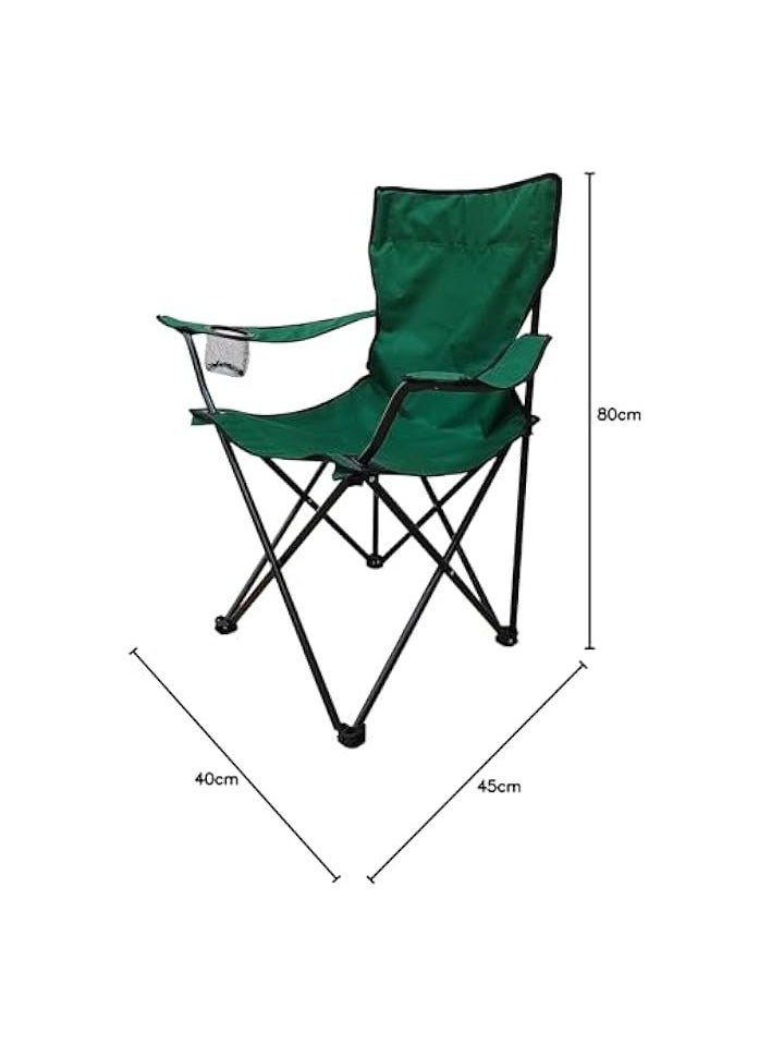 Foldable Camping Chair Heavy duty/Picnic chair/Out Door Hand Support with Cup Holder Carry Bag(Green)