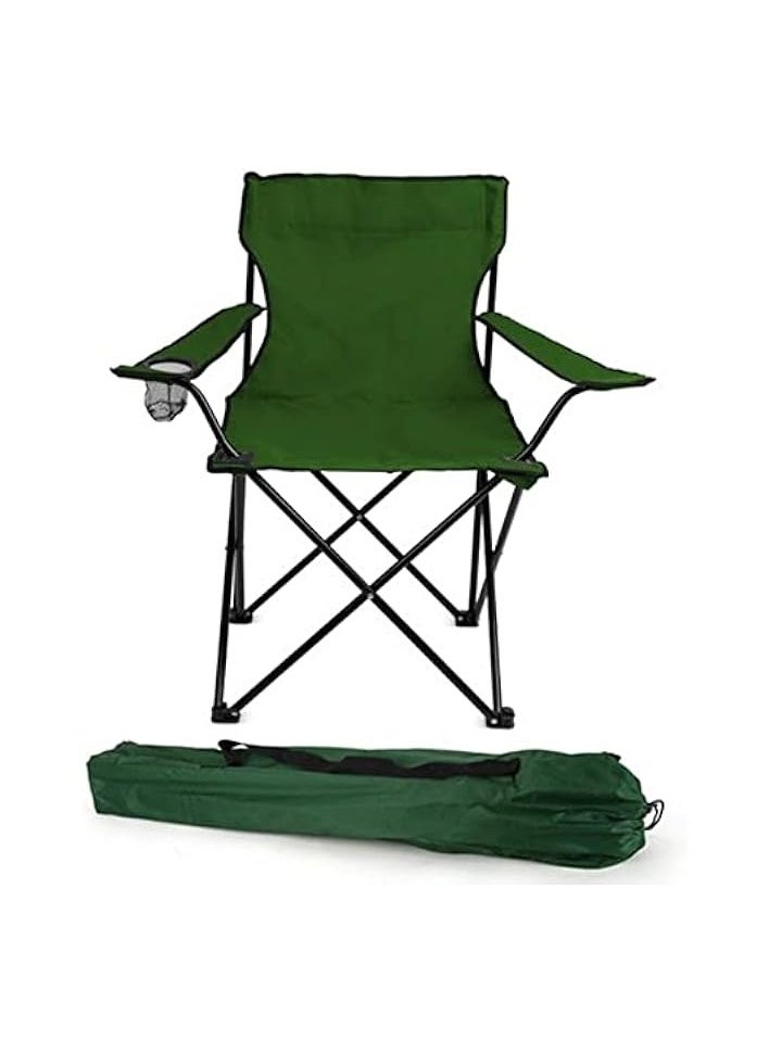 Foldable Camping Chair Heavy duty/Picnic chair/Out Door Hand Support with Cup Holder Carry Bag(Green)
