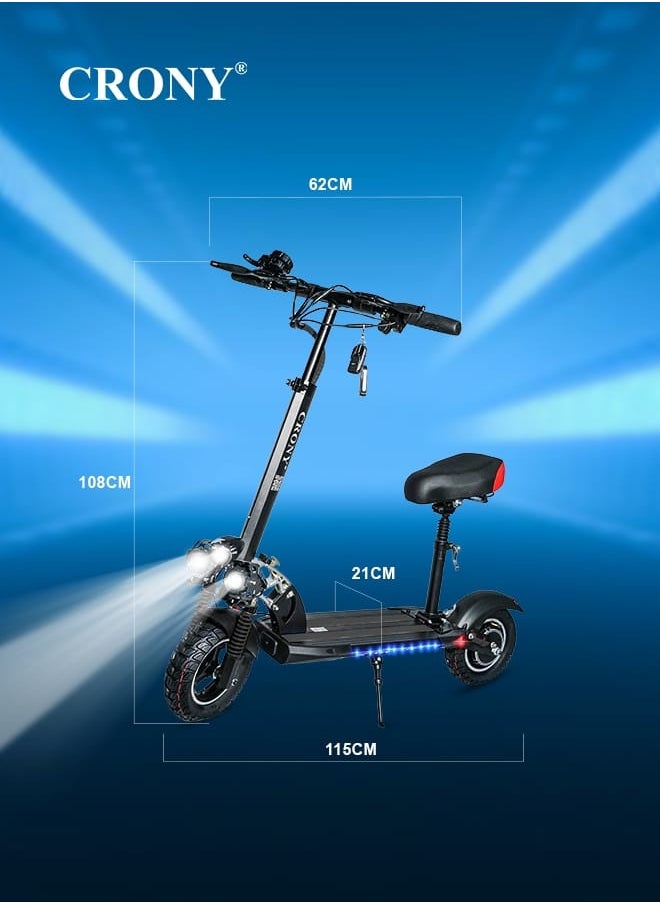 CRONY V10 Pro Fast Speed Electric Scooter for Adults Kids, Off-Road All-Terrain E-Scooter with 1200W Motor & Aluminum Frame, 20-40KM/H Speed, 120KG Max Load, Desert-Ready Design-Black