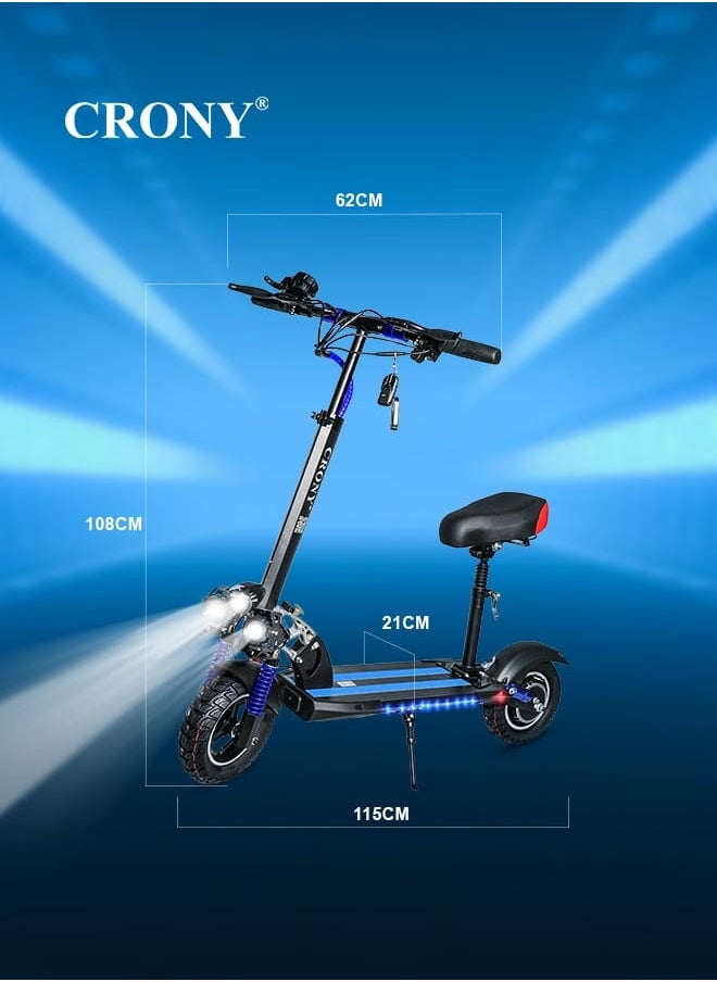 CRONY V10 Pro Fast Speed Electric Scooter for Adults Kids, Off-Road All-Terrain E-Scooter with 1200W Motor & Aluminum Frame, 20-40KM/H Speed, 120KG Max Load, Desert-Ready Design-Blue