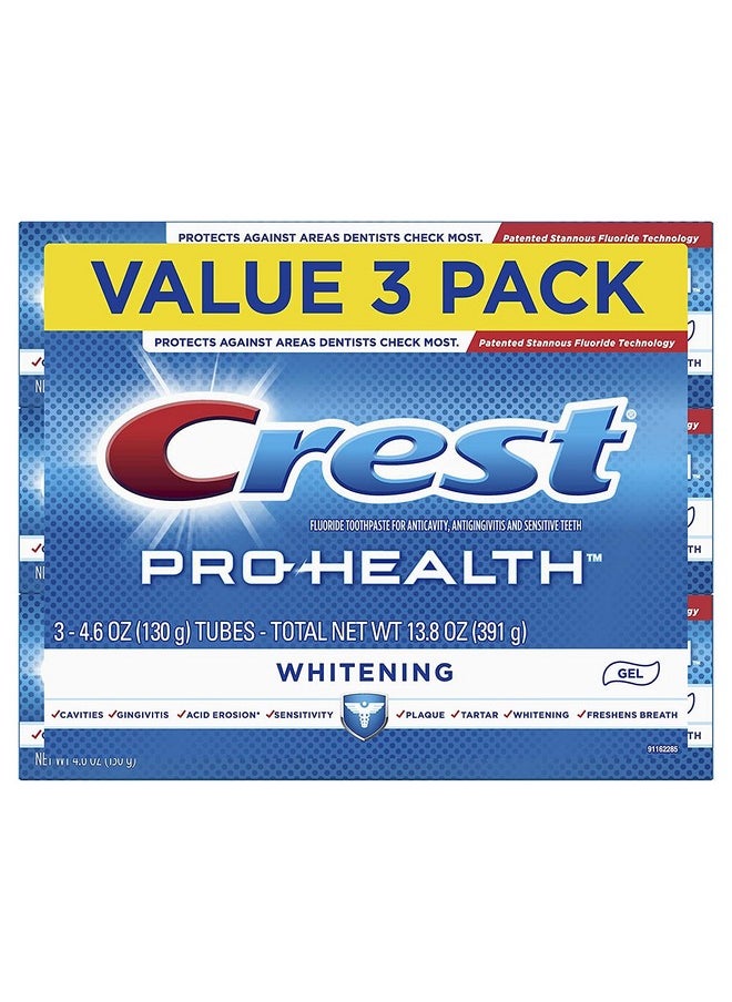 Crest Pro-Health Whitening Gel Toothpaste, 4.6 oz, 3 Count, Triple