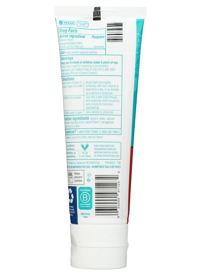 Tom's of Maine Natural Kid's Fluoride Toothpaste, Silly Strawberry, 5.1 oz. (back in original formula)