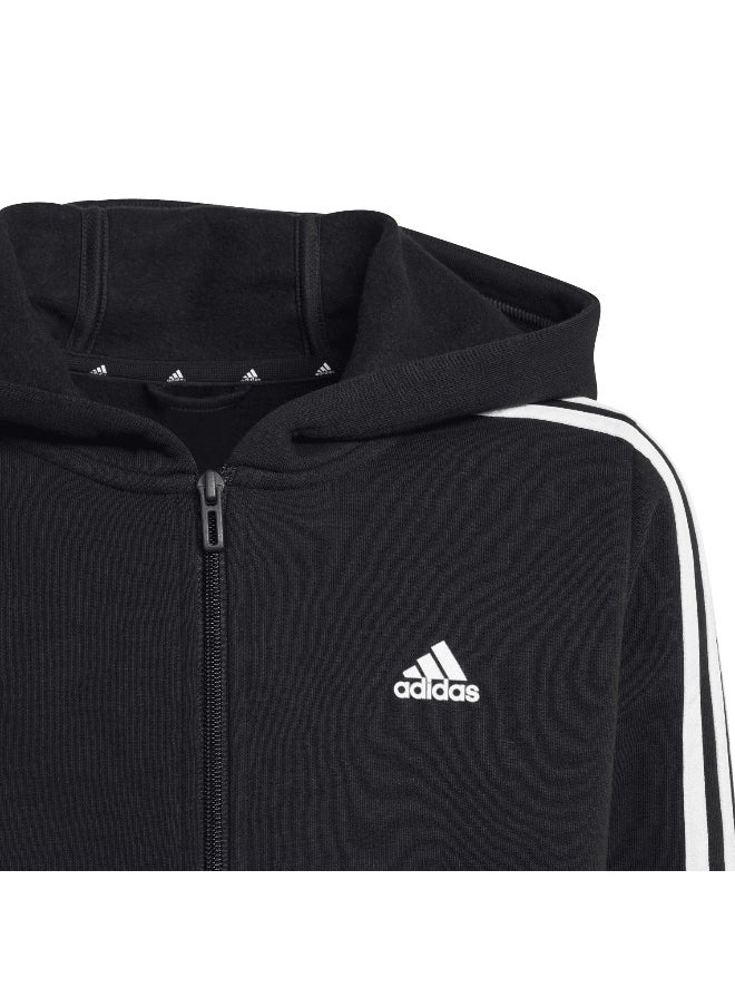 adidas U 3S Fl Fz Hood Black Training Track Tops 7-8Y