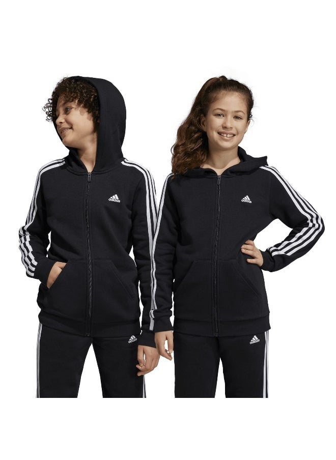 adidas U 3S Fl Fz Hood Black Training Track Tops 7-8Y