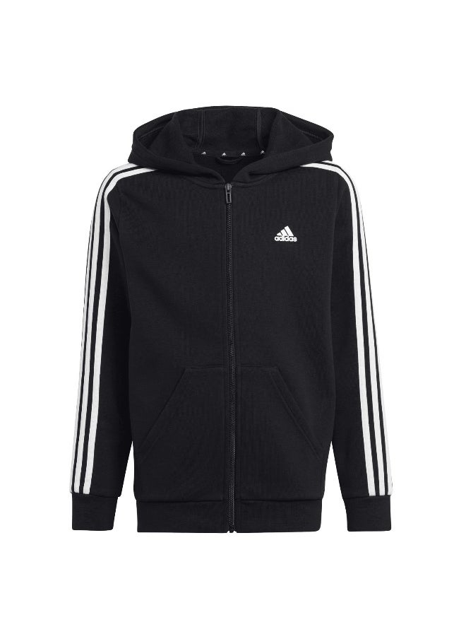 adidas U 3S Fl Fz Hood Black Training Track Tops 7-8Y