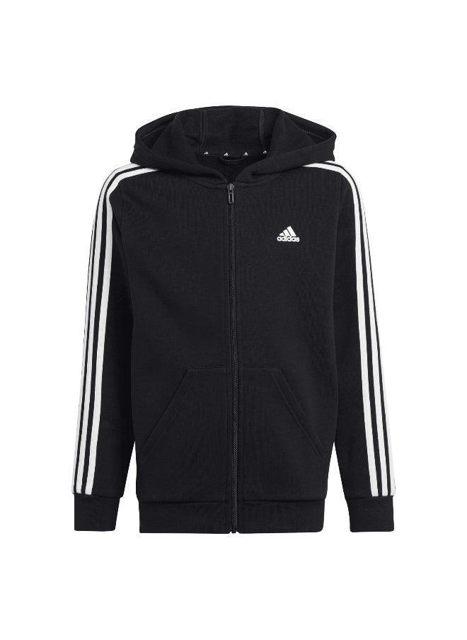 adidas U 3S Fl Fz Hood Black Training Track Tops 7-8Y