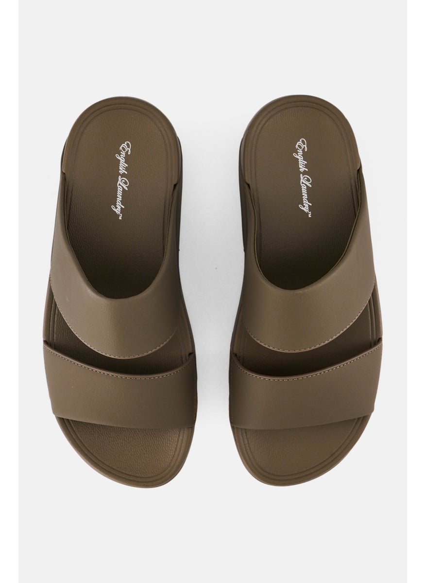 Men 2 Strap Slip On Arabic Sandals, Dark Olive