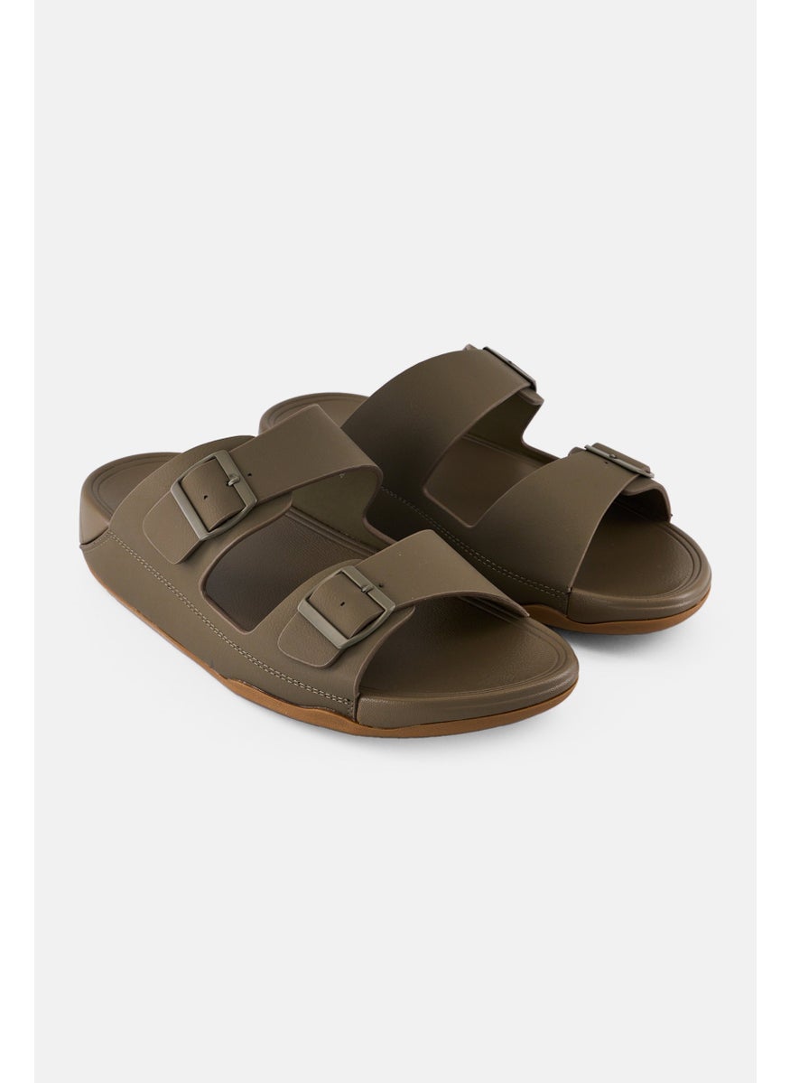 Men 2 Strap Slip On Arabic Sandals, Olive