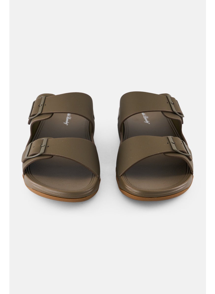 Men 2 Strap Slip On Arabic Sandals, Olive