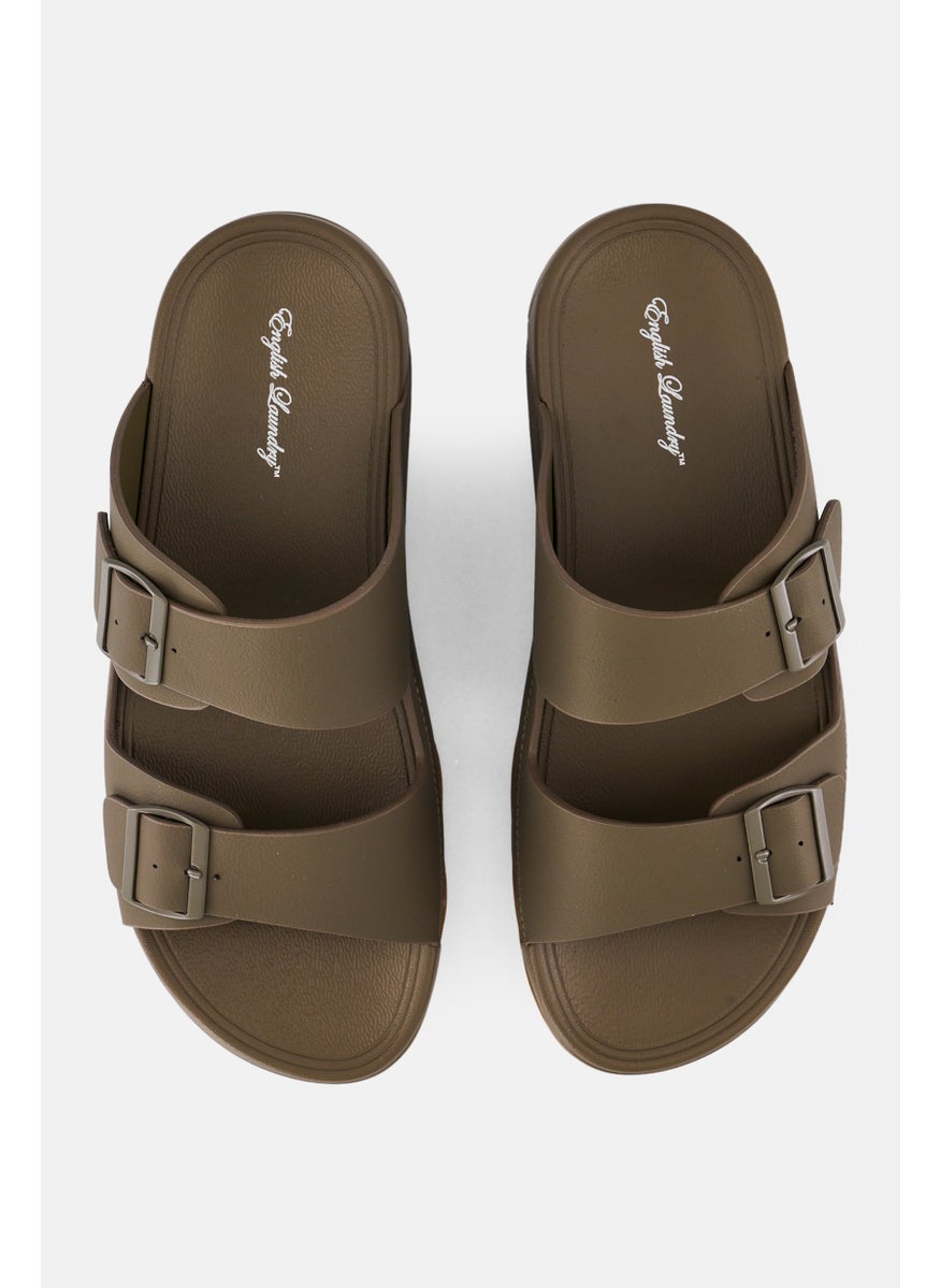 Men 2 Strap Slip On Arabic Sandals, Olive