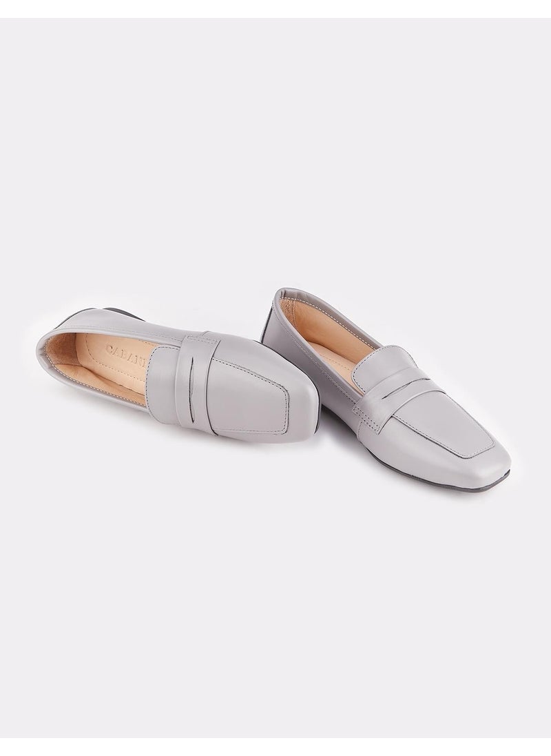 Leather Gray Women's Loafer