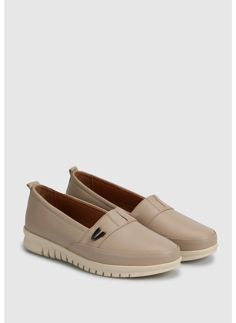 Beige Leather Women's Shoes