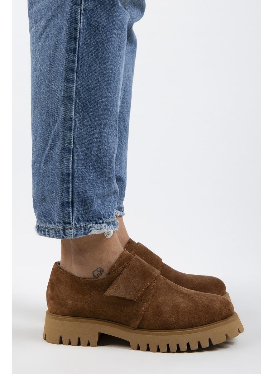 Mimi Women's Leather Snap-On Tan Suede Shoes